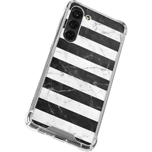 Black and White Striped Marble Galaxy S24 FE Clear Case